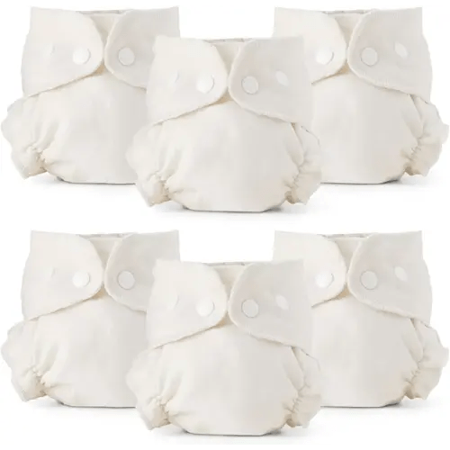 Esembly Cloth Diaper Inner, Trim-Fitting, Certified Organic Cotton, Reusable and Absorbent Leak-Proof Diapers with Snap Closure for Eco-Friendly Diapering, 6-Pack,Size 2 (18-35lbs)
