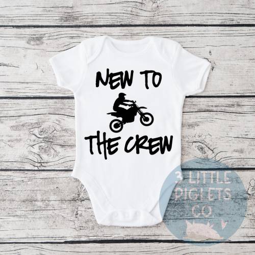 New To the Crew , Dirtbike Motocross Family Baby Onesie®, Baby Announcement Onesie®, Pregnancy Announcement, Baby Shower Gift, Riding Buddy