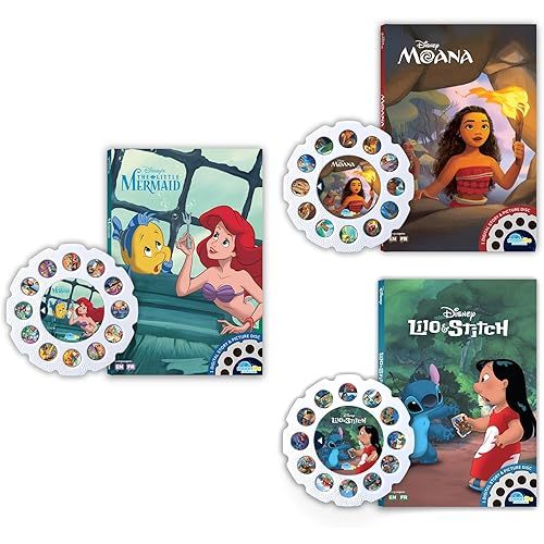 Moonlite Storytime Storybook Reels, 3 Story Set, Moana, The Little Mermaid, Digital Stories for Projector, Toddler Early Learning Gifts for Kids Ages 12 Months and Up - Projector Sold Separately