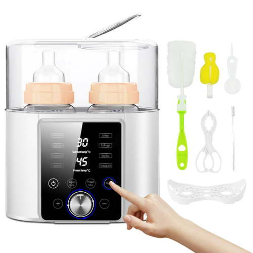 Lychee Baby Bottle Warmer, 12 in 1 Babies Fast Milk Warmer & Sterilizer Double Food Heater & Defrost BPA-Free with LCD Display, Timer & 24H Temperature Control for Breastmilk & Formula