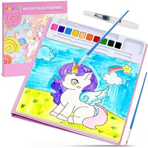 Paint with Water Coloring Books for Toddlers - Watercolor Painting Book Sets for Kids Ages 3-5 4-8, 24 Pages Total DIY Arts & Crafts Drawing Activities Books Toy Birthday Gift for Boys Girls (Unicorn)