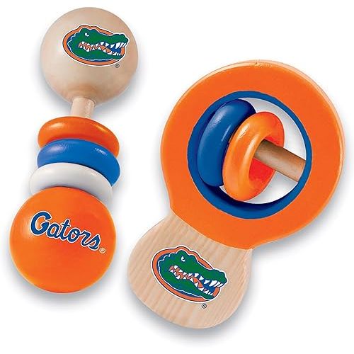 Baby Fanatic Wood Rattle 2 Pack - NCAA Florida Gators - Officially Licensed Baby Toy Set