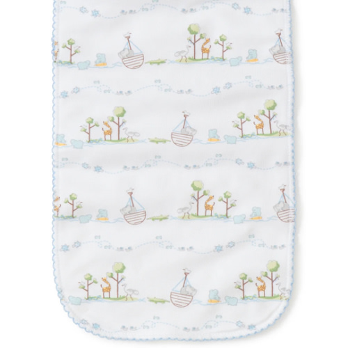 Blue Noah's Print Burp Cloth