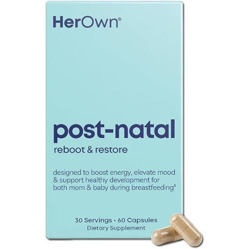 Her Own Post-Natal Vitamins - Boosts Hair Recovery, Milk Supply, & Wellness – B Vitamins, Postpartum Recovery Essentials, Daily Supplement for Breastfeeding Moms, Easy-to-Swallow, 60 Capsules