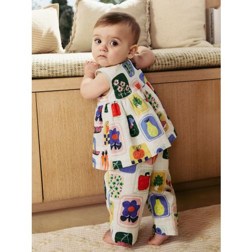 Multi Bright Strawberry/ Apple 100% Cotton Leggings (0mths-2yrs)