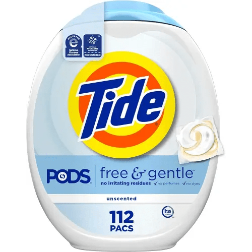 Tide PODS Free & Gentle Laundry Detergent Soap Pacs, 112 Count, Tide PODS Laundry Detergent