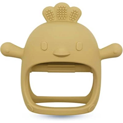 Komfy LilLove Handle Wrist Baby Food Grade Silicone Teething, BPA Free, Anti-Drop,Sustainable, Washable, and Non Toxic Silicone Baby Mitten Teether for Soothing Teething Pain Relief (Mango)