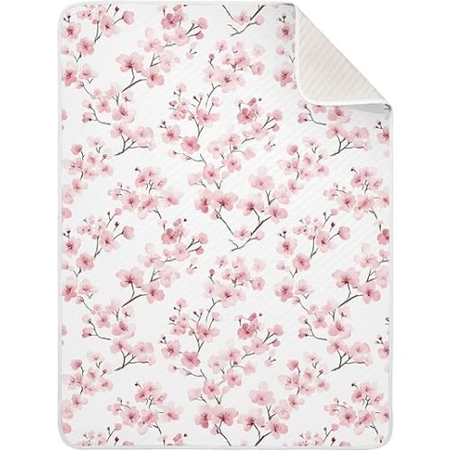 Beautiful Cherry Blossoms Baby Blanket for Boys Girls Neutral Receiving Blankets Warm Soft Crib Stroller Blanket for 0-4 Years Kids Toddlers Newborn Bed 30"x40"