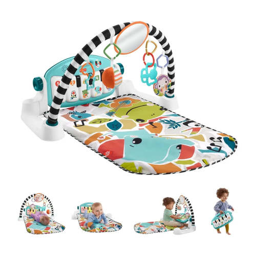 Fisher-Price Baby Playmat Glow and Grow Kick & Play Piano Gym - Blue