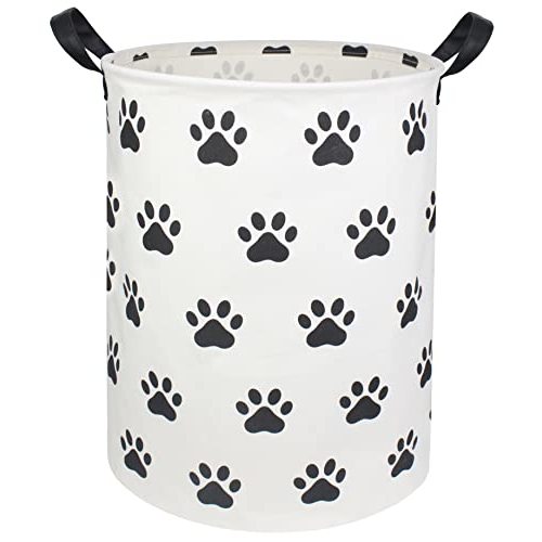 HIYAGON Laundry Baskets,Collapsible Hamper, Canvas Fabric Laundry Hamper,for Toy Organizer Bins,Gift Baskets, Bedroom, Clothes, Nursery,Kids,Boys (Paws)
