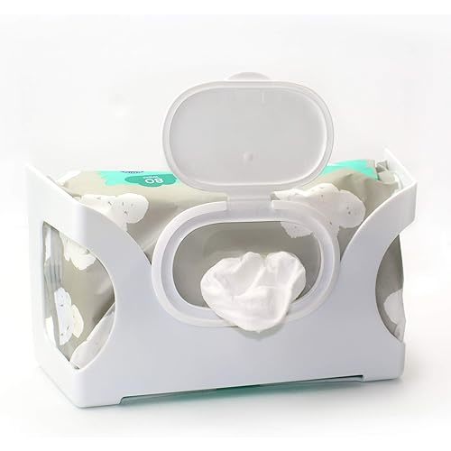Gadjit Baby Wet Wipes, Hand Wipes Wall Dispenser | Mounts on a Wall and Holds Up to an 84 Count Pack of Wipes | Keeps Wipes Always Within Easy Reach of Messes (White)
