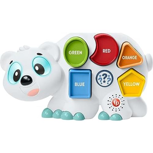 Fisher-Price Linkimals Toddler Learning Toy Puzzlin’ Shapes Polar Bear with Interactive Lights & Music for Ages 18+ Months