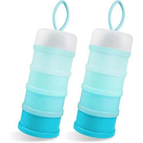 2 Pack Baby Formula Dispenser on The Go, Portable Formula Container to Go, Non-Spill Stackable BPA Free Baby & Kids Snack Containers - Blue