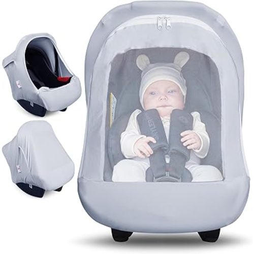 Metplus 2-in-1 Baby Car Seat Cover, Multi Use Cover for Baby Car Seat Canopy with Privacy Sun Shade, Protect Your Baby's Safety Seat with Style, Infant Carrier Covers for Boys & Girls
