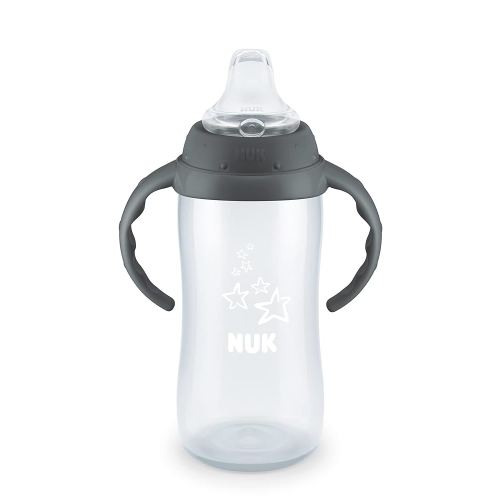 NUK Learner Cup, 10 Ounce, Tritan Gray Star – BPA Free, Spill Proof Sippy Cup