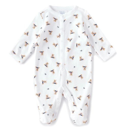 Ralph Lauren Baby Boys Newborn-6 Months Long-Sleeve Polo Bear Footie Coverall