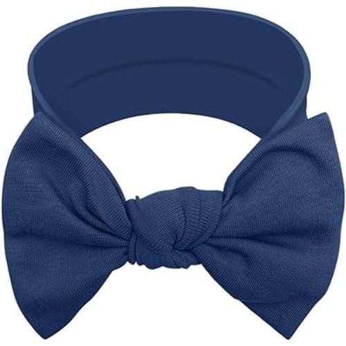 Baby Girl Headbands-Infant,Toddler Cotton Handmade Hairbands with Bows Child Hair Accessories (Navy Blue)