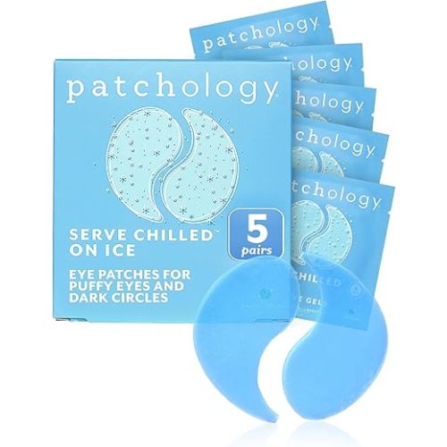 Patchology Iced Cooling Under Eye Mask Patches with Peptides, Cloudberry Oil & Bakuchiol – Firming & Soothing Eye Gels to Reduce Fine Lines and Under Eye Bags – Hydrating Under Eye Pads (5 Pairs)