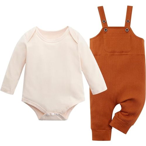 3-6M Baby Boy Clothes Newborn Boy Outfit Infant Boy Stripe Romper Overall Pants Set with Pocket
