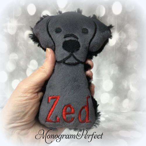 Personalized Black Lab Puppy Dog Stuffed Animal Baby Rattle Soft Toy