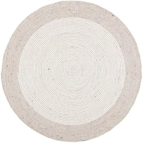 SAFAVIEH Braided Collection 6' Round Beige/Ivory BRD904A Handmade Country Cottage Reversible Wool Entryway Foyer Living Room Bedroom Kitchen Area Rug