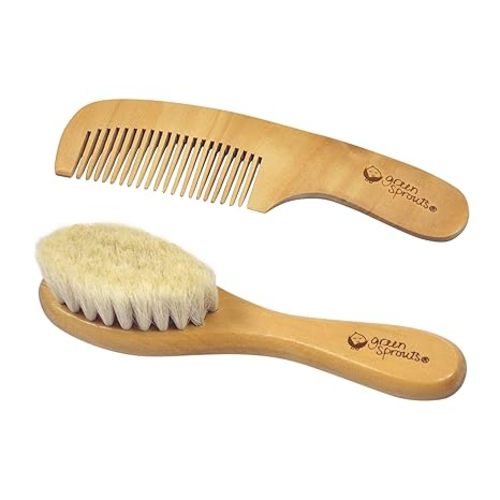 green sprouts Baby Brush & Comb Set - Natural