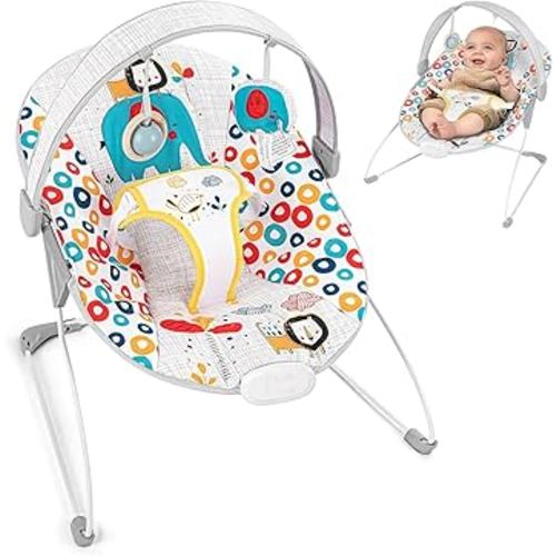 Baby Bouncer, Baby Bouncers for Infants, Portable Baby Bouncer Seat for Newborns with Music Soft Seat Cushion, Adjustable Infant Bouncer for Babies 0-6 Months 6-20 lbs Unisex