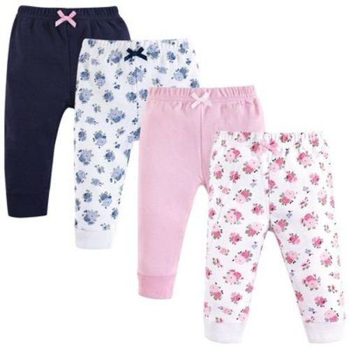 Luvable Friends Baby And Toddler Girl Cotton Pants 4pk, Floral, 3-6 Months
