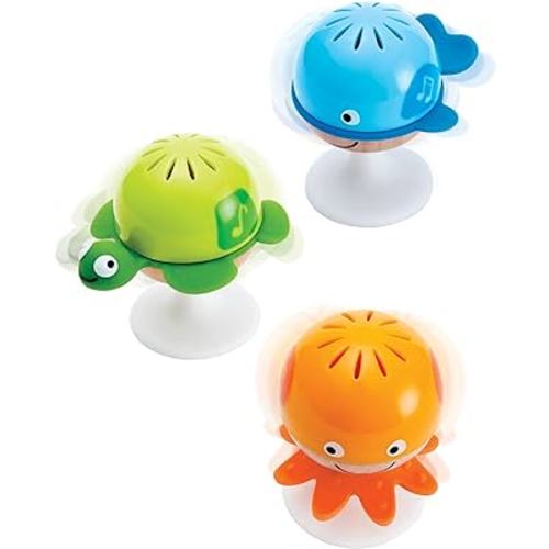 Hape Put-Stay Rattle Set | Three Sea Animal Suction Rattle Toys, Baby Educational Toy Set, Multi, 5'' x 2'' (E0330)