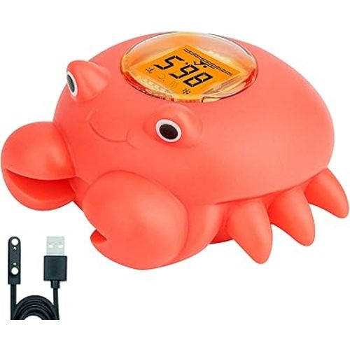 Crab Baby Bath Thermometer - Rechargeable Color Changing LED Water Temperature Sensor for Bath Tubs, Pools & Baby Bathing, Crab Toy with Instant Read, Safe & Fun for Newborn Toddler Kids by BGYTWEYTD