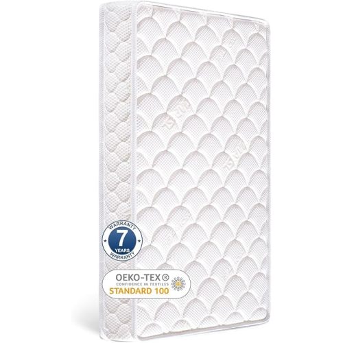 Crib Mattress and Toddler Mattress 52" x 27.6" x 5", 100% Knitted Fabric, Moisture Absorbent and Breathable, Fits Standard Full-Size Cribs & Toddler Beds