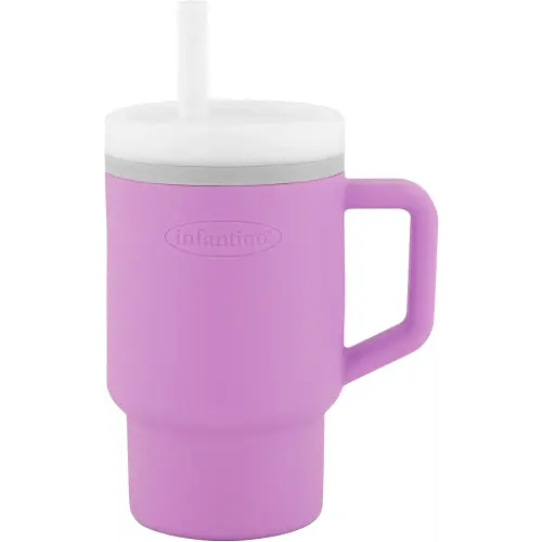 Infantino My 1st Tumbler – Adorable Miniature Tumbler with Leak-Resistant Straw and Toddler-Friendly Handle, Encourages Hydration, Easy to Clean, 9 fl. oz, Lilac