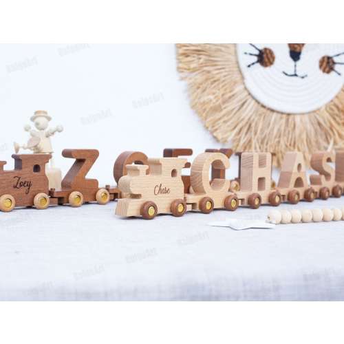 Personalized Name With Train, Wooden Train Set, Wooden Toys, Birthday Gifts,Toddler Gifts, Baby Boy, Newborn Remembrance Gifts,Nursery decor