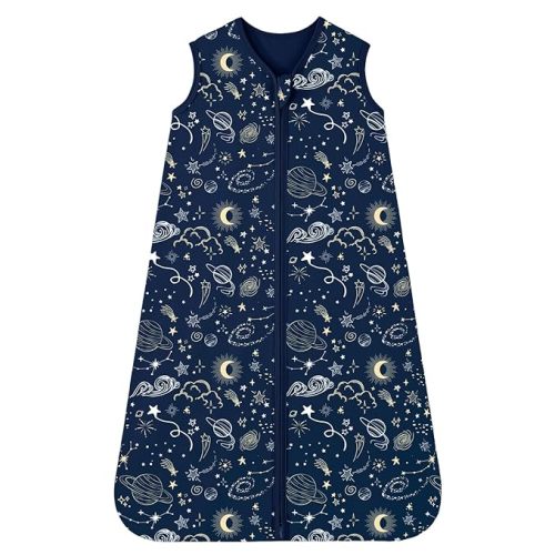 Baby Sleep Sack 0-6 months, 100% Cotton Sleep Sack for Newborn, Wearable Blanket Baby, 0.5 Tog Lightweight Double Zipper Sleep Bag Blue Sky 1 Pack