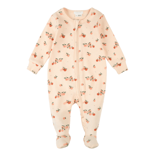 FIRSTS Agrumes Print on Ribbed Barely Coral Sleeper