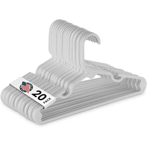 Baby Hangers for Kids Clothes - Pack of 20 Durable Plastic Kids Hangers for Nursery - 11.75 Inch Childrens Hangers - Great as Toddler or Infant Clothes Hangers - Made in The USA