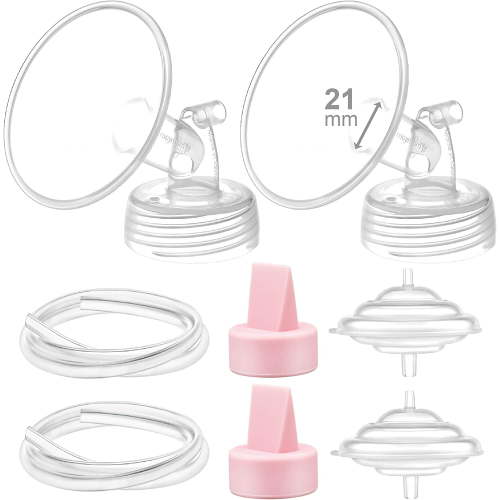 Maymom Pump Parts 21 mm Flanges, Duckbill Valves (Pink), Tubes, Backflow Protectors Compatible with Spectra S1 S2 9 Plus Breastpump; Replacement Kit for Spectra Pump Parts