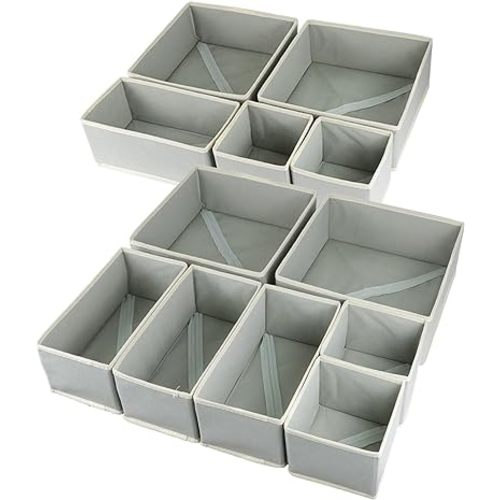 12 Pack Drawer Organizer for Clothing, Foldable Cloth Drawer Dividers Storage Bins, Clothes Drawer Organizer for Underwear,Folded Clothes,Baby Clothing,Socks,Bra,Towels,Ties