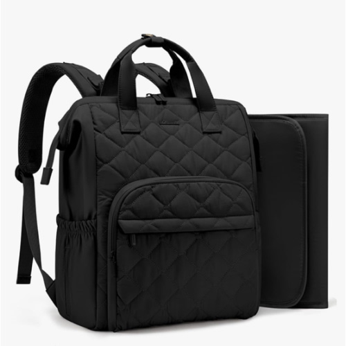 LOVEVOOK Small Diaper Bag Backpack, Mini Baby Bag for Girl Boy with Changing Pad, Diaper Backpack for Mom Dad with Stroller Buckles, Black