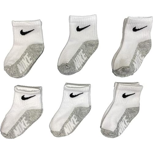 Nike Baby Lightweight Ankle Socks 6 Pack (White(MN0659-001)/Grey, 12-24 Months)