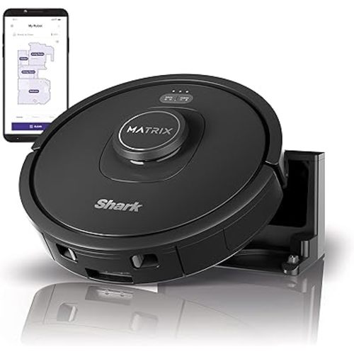 Shark RV2310 Matrix Robot Vacuum with Self-Cleaning Brushroll for Pet Hair, No Spots Missed on Carpets and Hard Floors, Precision Home Mapping, Wi-Fi Black/Silver, 0.5 Quarts