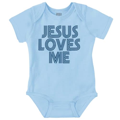 Brisco Brands Jesus Loves Me Retro Christian Baby Romper Boys or Girls