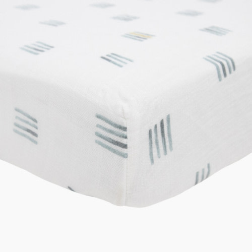 Little Unicorn Cotton Muslin Crib Sheet - Blue Stacks