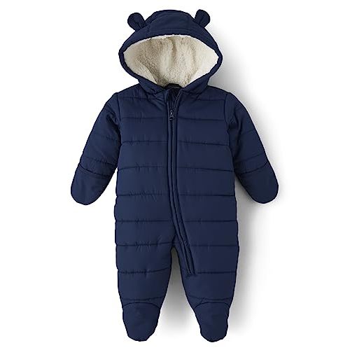 The Children's Place unisex-baby And Newborn Fleece Hoodie Zip Front Bunting Snowsuit