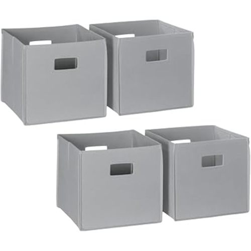 RiverRidge Folding Storage Bins with Handles Gray Cube Storage Organizer for Closet, Bedroom & Playroom - Closet Organizers and Storage Set of 4