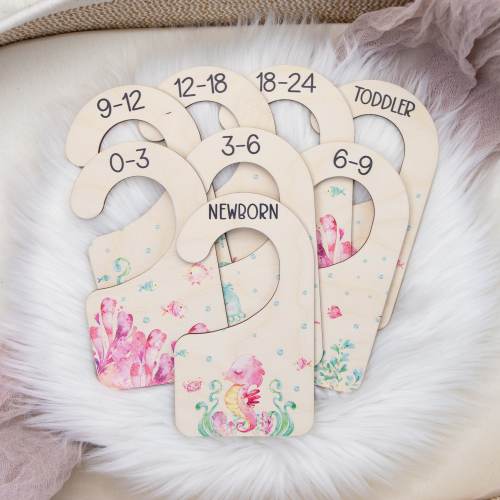 Under The Sea Clothing Dividers, Ocean Life Baby Clothing Divider, Wood Wardrobe Divider, Nursery Closet Divider, Seahorse Nursery Theme O5