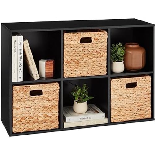 Best Choice Products 6-Cube Storage Organizer, 11in Shelf Opening, Bookcase, Display Shelf, Customizable w/ 3 Removable Back Panels – Black