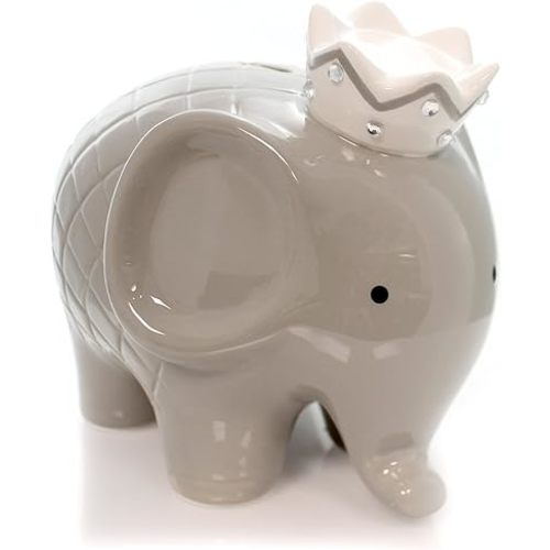 Child to Cherish Ceramic Coco Elephant Piggy Bank, Gray