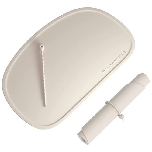 Cuddle Campus Silicone Placemat with Raised Edges for Kids,Toddlers,Babies, Non-Slip Table Setting Placemat for Dining,Come with String for Storage - Buttercream - Large-1 Pack
