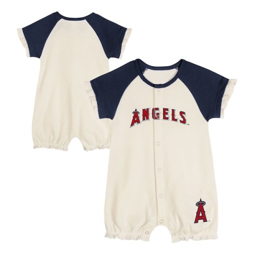 Infant Los Angeles Angels White Slide Run Raglan Coveralls